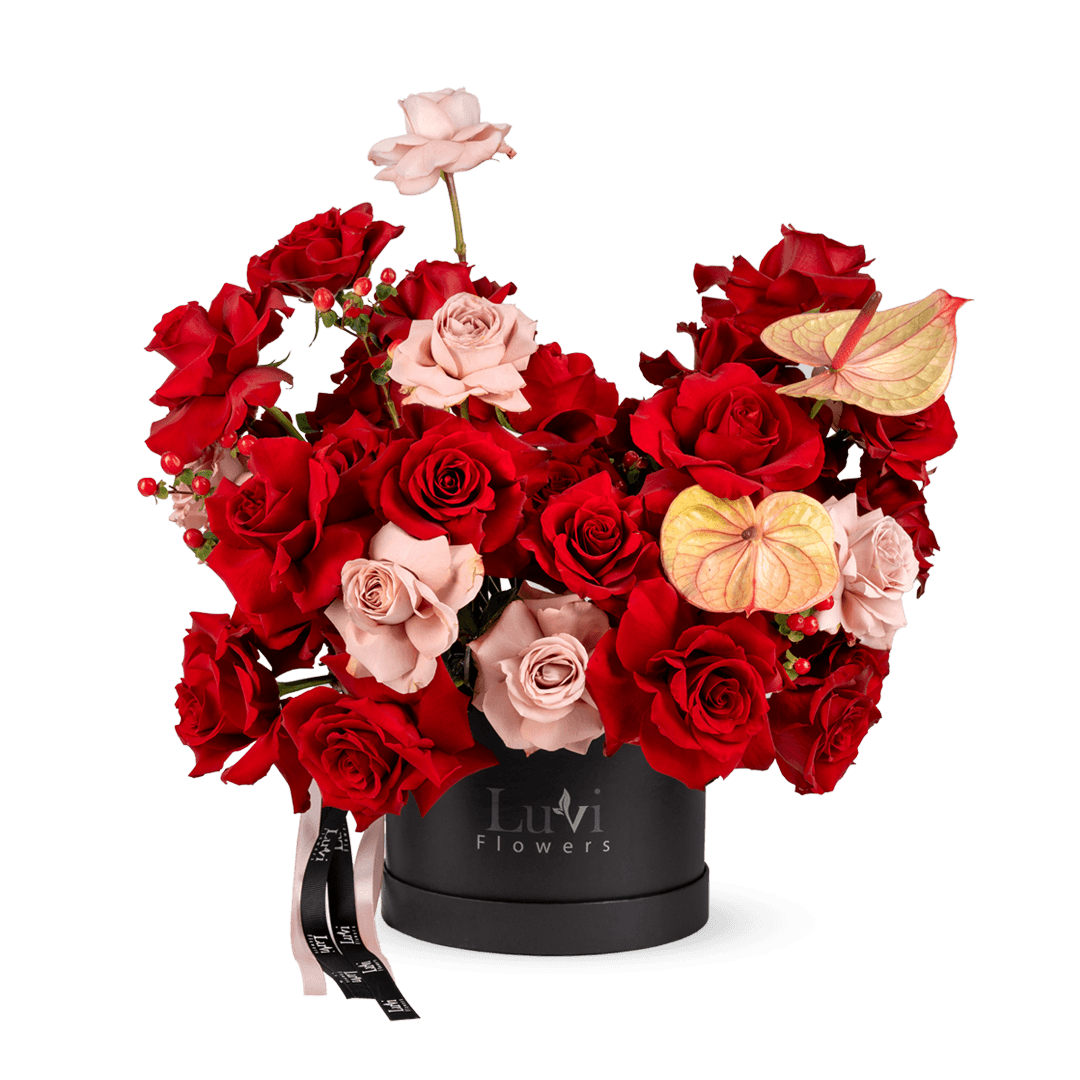 Flowers in a beautiful gift box